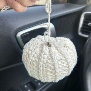 White Knit Hanging Pumpkin Decor